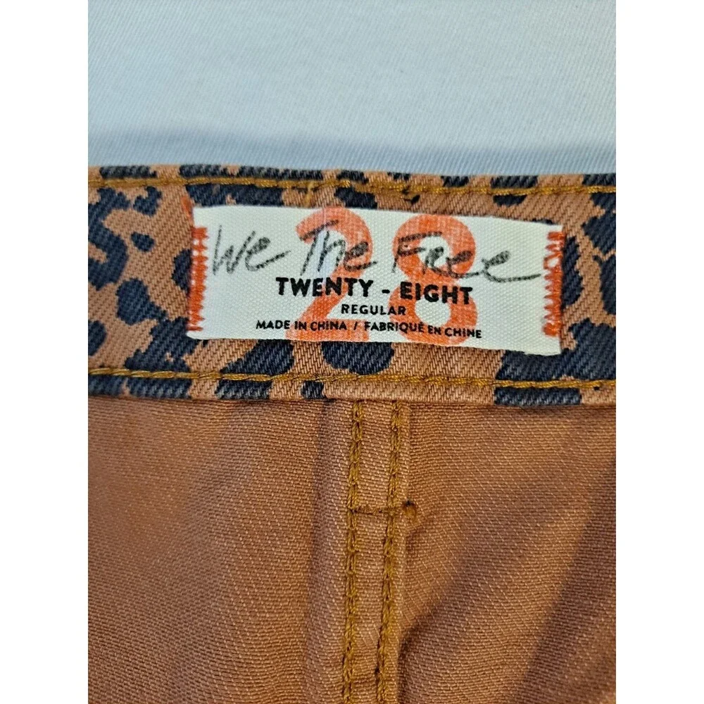 Free People We The Free Womens Mini Skirt Size 28 Leopard Print Full Zip Raw Hem